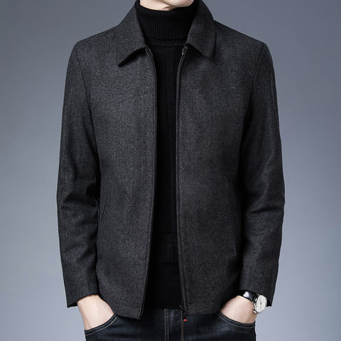 Polo Collar Jacket Zipper Coat Basic Style