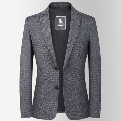 Men's Fashion Casual Knitted Plaid Stretch Suit Jacket