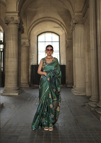 Silk Pure Handloom Satin Saree For Festival Wear Collection
