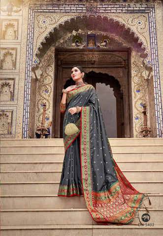 Black Colour Designer Weaving Work Soft Silk Saree