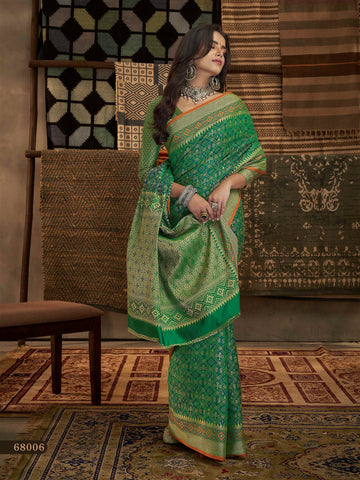 Beautiful Green Banarasi Patola Silk Saree