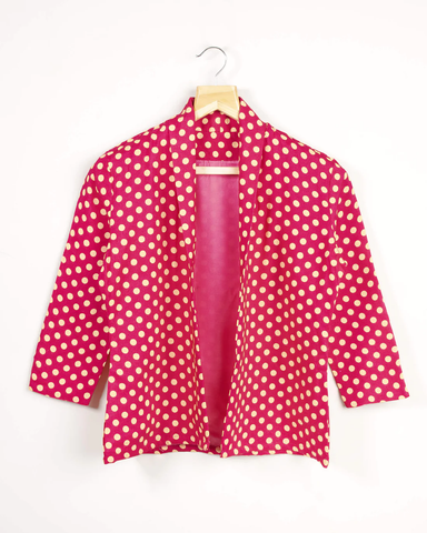 Pink Colour Polka Dots Printed Jacket For Women's