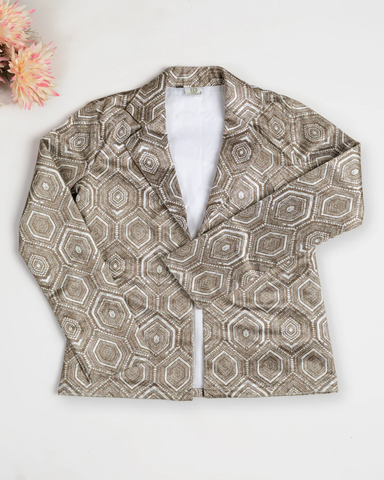 Grey Colour Printed Jacket For Women's