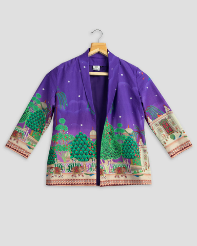 Blue Colour Printed Wear Jacket For Women's