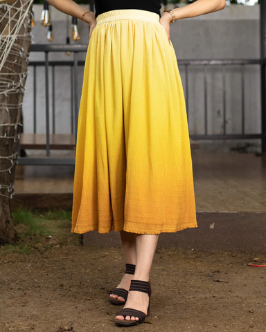 Yellow Colour Midi Skirt For Women's