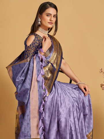 Lovendor Colour Litchi Silk Saree For Women's