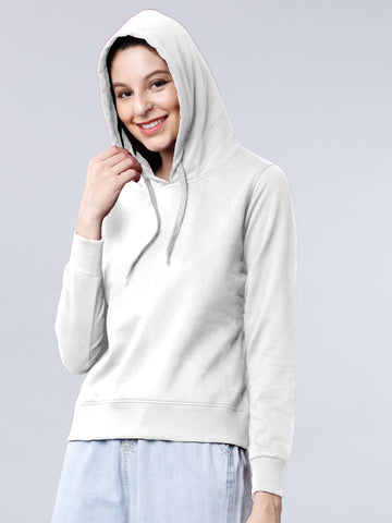 White Colour High Quality Premium Hoodie For Women's