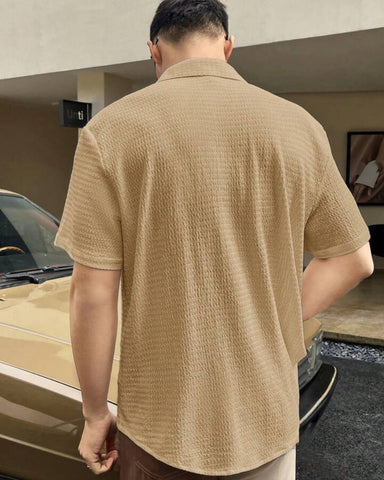 Cream Colour Men's Casual Wear Cotton Structured Shirt