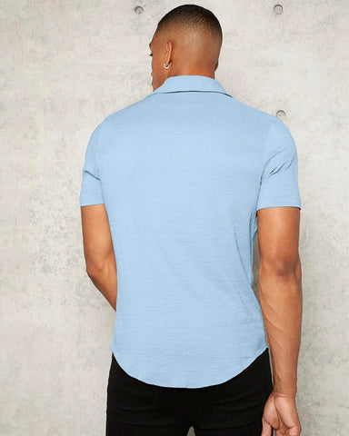 Sky Colour Imported Casual Wear Short Sleeve Shirt For Men's