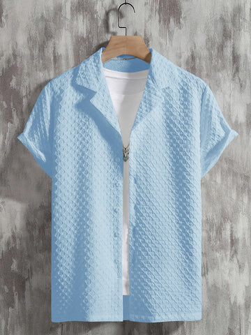 Sky Blue Bubble Half Sleeve Shirt